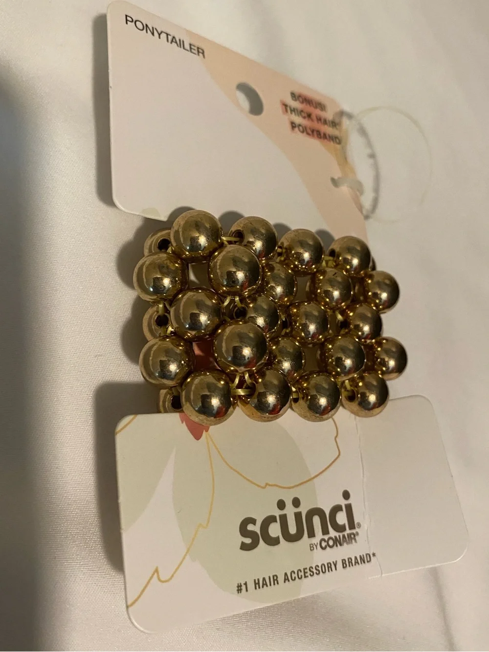 Scunci Gold Beaded Ponytailer Hair Tie - NEW! - Picture 6 of 6